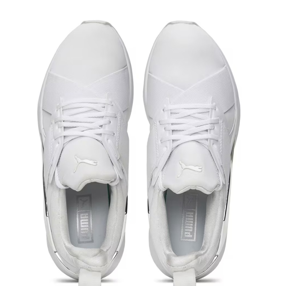 Puma Muse White Metal Mesh Athletic Sneakers with Cushioned Support sz 8 NWOB!